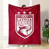 Artistic Latvia Football Team Crest Emblem Red Plush Blanket, Chunky Knit Throw for Sofa Nights, Soft Velvet Blanket for Lounging