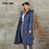 PINK CHIC 2023 New  Winter Coat Women Down Jackets Fashion Classic  Lace Up Warm Hooded Long Women's  Casual Parka Female W6629