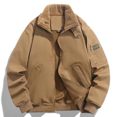 Мужская осенне-зимняя толстая куртка с плюшевой подкладкой, уличная куртка-авиатор, хлопковая куртка