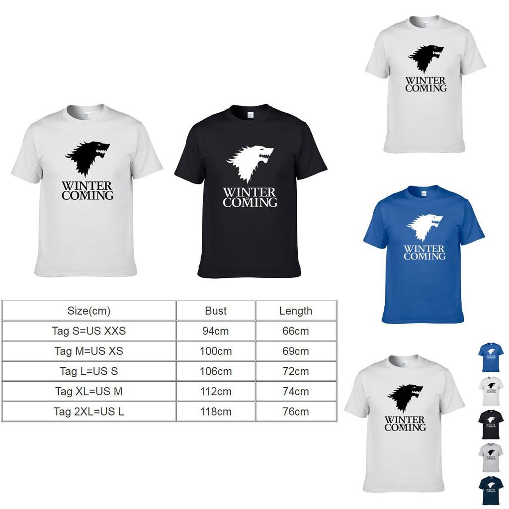 Игра престолов Ледяной волк Мужская Унисекс Повседневная футболка с коротким рукавом на все сезоны