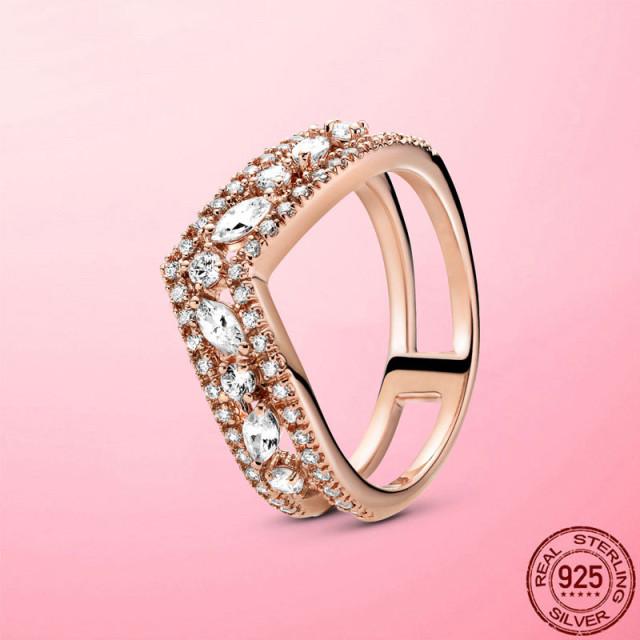 Женское кольцо Новое стерлинговое серебро 925 пробы сверкающие и полированные линии кольцо на палец для женщин свадьба помолвка ювелирные изделия подарок