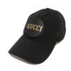 Used 9539 Logo Baseball Cap 576253 4HG53 1060 7919 Double G Gold Foil Embossed XL 23.6" GG Canvas Black Men's from