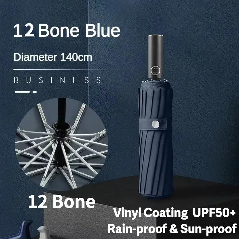 Большой автоматический складной зонт 140 см для мужчин, защита от УФ-излучения UPF50+, усиленный ветрозащитный, зонты от солнца и дождя, зонтик