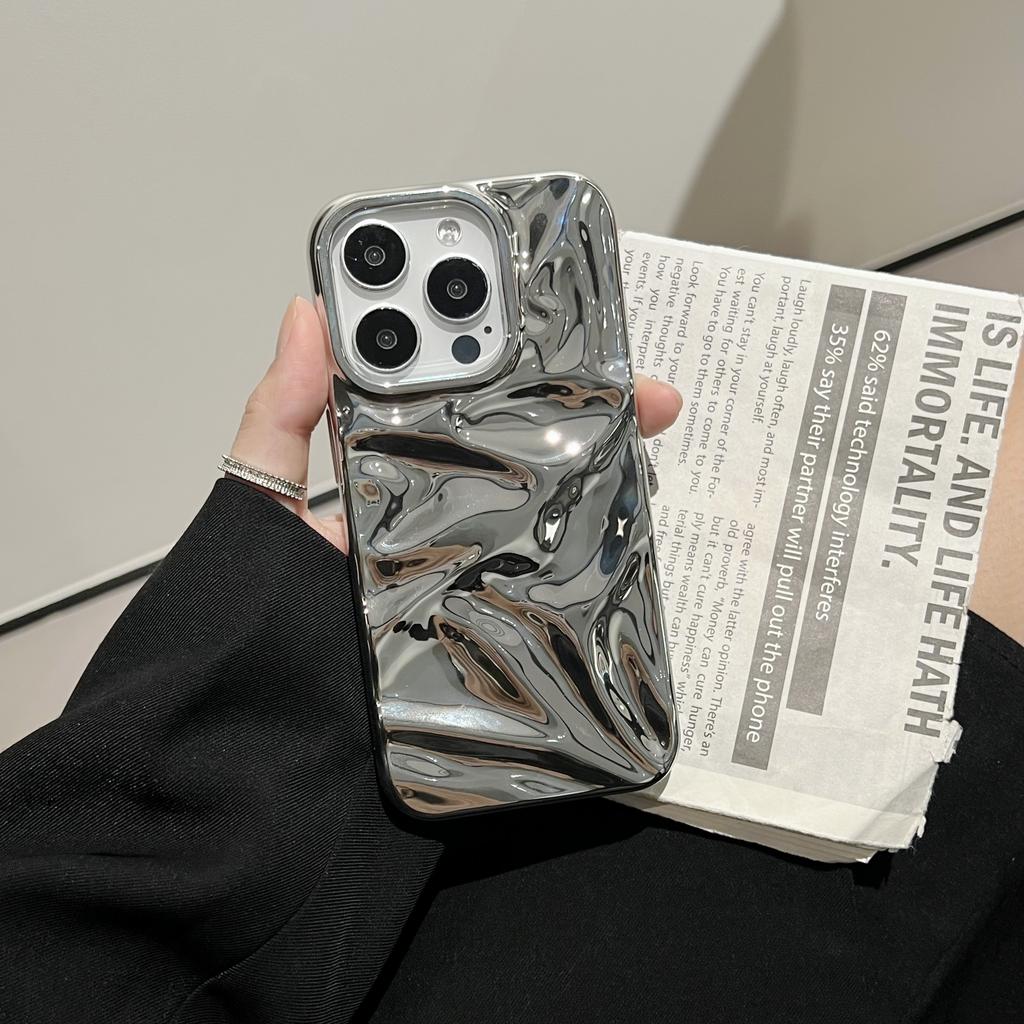 3D Гальванический Чехол с Узором Водяная Рябь Для Для Iphone 17 Air 16 15 14 13 12 Pro Max Plus 11 Мягкий Ударопрочный Защитный Чехол