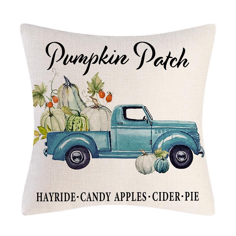 Autumn Theme Thanksgiving Pillow Case Home Decor Pumpkin Truck Farm Pillow Cushion Case