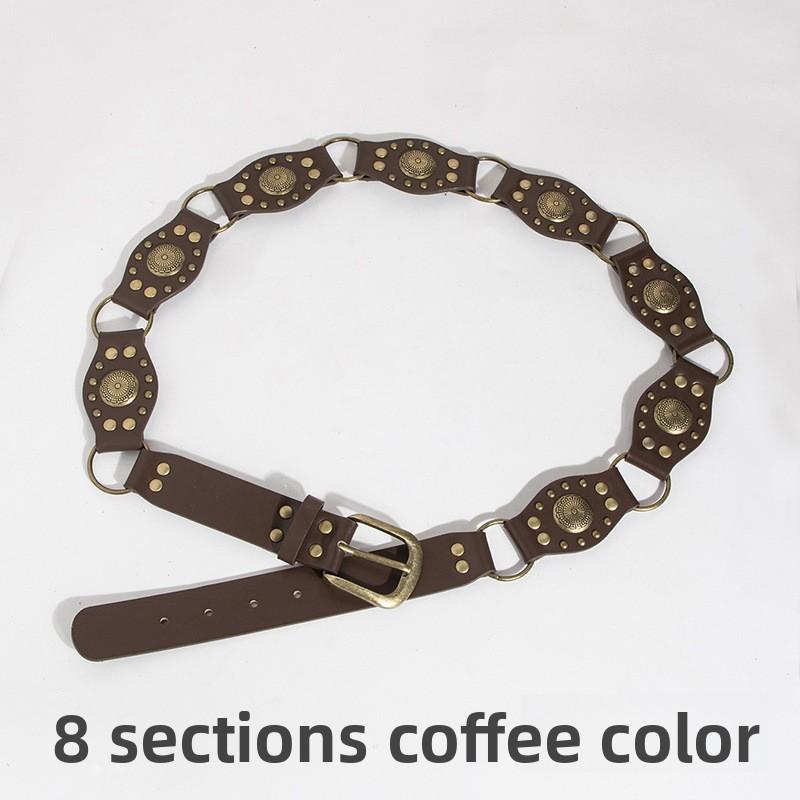 Artistic Vintage Faux Leather Belt With Irregular Design And Metal Buckle For Womens Casual Wear