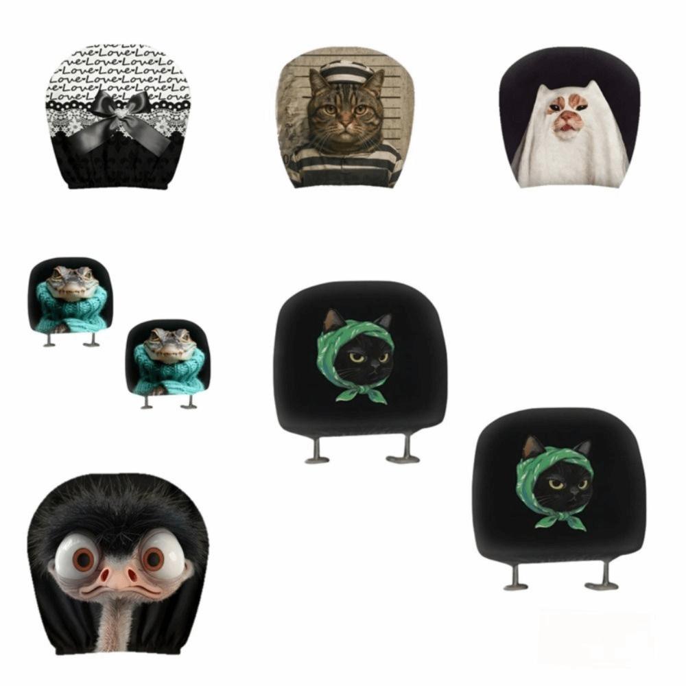2pcs Soft Material Seat Headrest Protectors Stretch Car Headrest Covers Festive Atmosphere