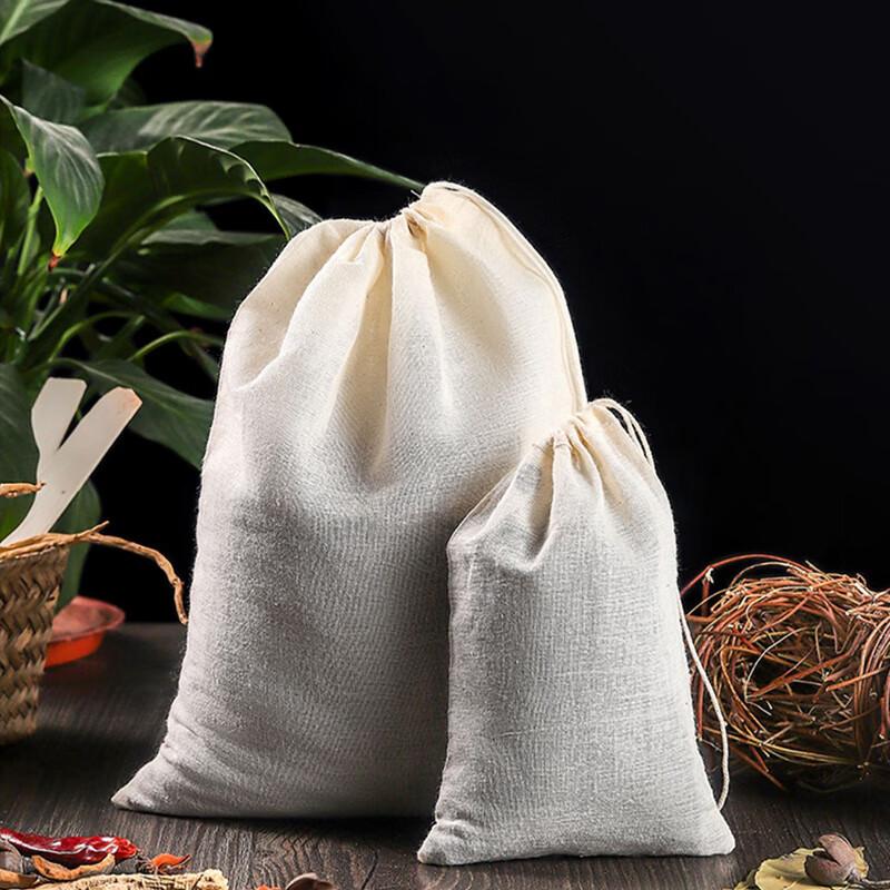 MENGTING Cotton Bags, Gauze Bags, Spice And Herbal Decoction Bags, Household Soup Seasoning Bags, Reusable, 20*25cm, Pack of 5