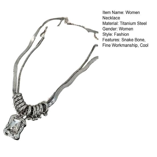 Женское ожерелье, двухслойное индивидуальное круглое кольцо, змеиная кость, крутой черный искусственный кристалл, квадратная ключица