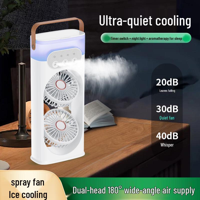 Portable Dual Head Desktop Air Conditioner Fan with Cool Mist