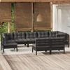 Day and Night - Day and Night Garden Furniture 9 Pieces and Cushions Black Solid Pine Wood