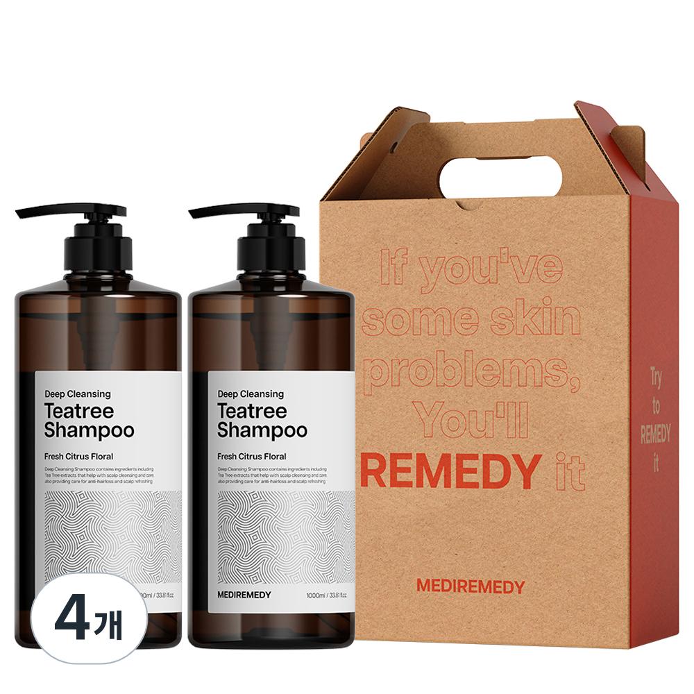 Шампунь против выпадения волос с маслом чайного дерева Medi Remedy Tea Tree Oily Hair Loss 1000 мл + подарочная упаковка, 4 шт.