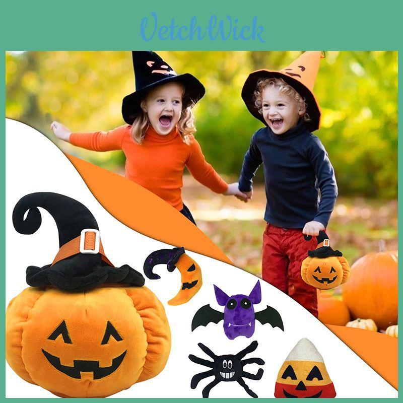 Soft Halloween Pumpkin Plush Toy Sofa Throw Pillowcase Home Decor Bat Spider Rice Ball