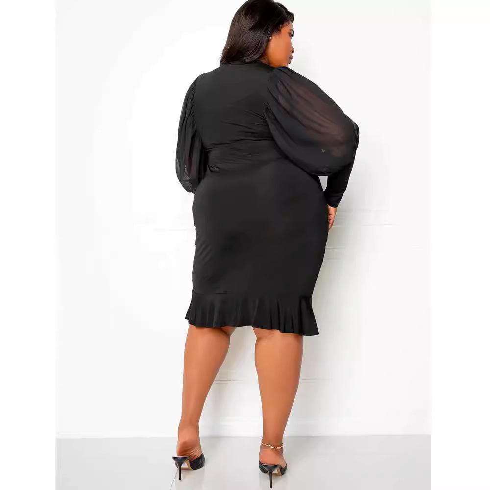 Женские однотонные платья с ажурными рукавами-фонариками