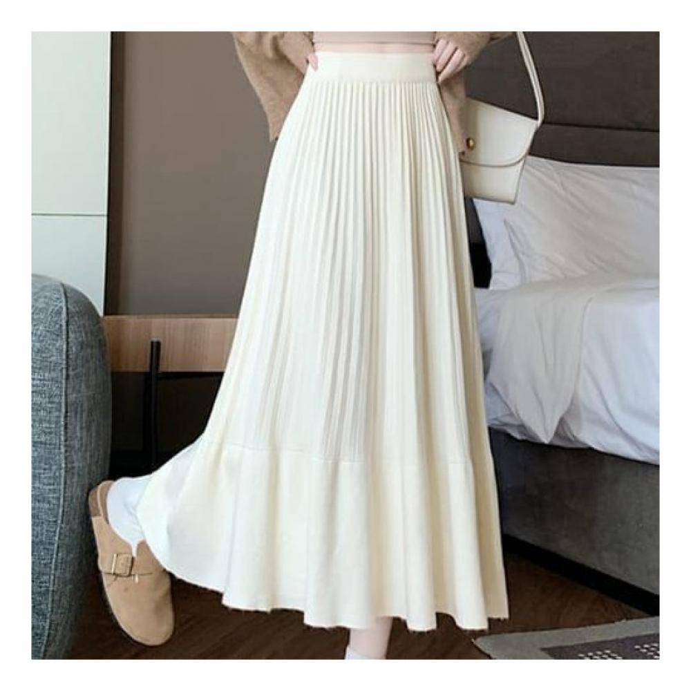 Navava Daily Plain Knitted Pleats Skirt Ns388