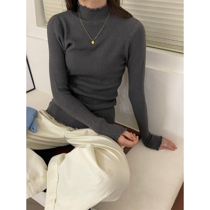 TIFICY Женская мода повседневная осень-зима однотонный принт длинный рукав полуводолазка женская одежда шерстяной трикотаж свитера