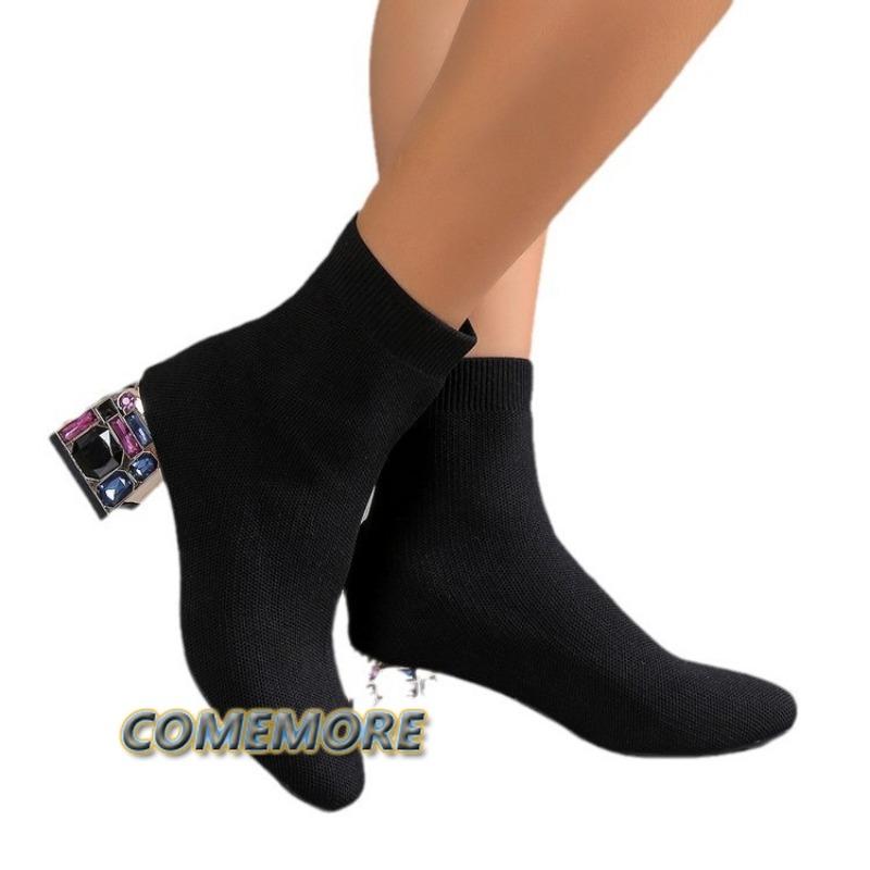 Модные женские ботильоны на толстом каблуке, весна-осень 2025 г., новые туфли без застежек на высоком каблуке, удобные модные ботинки для женщин, большой размер 43