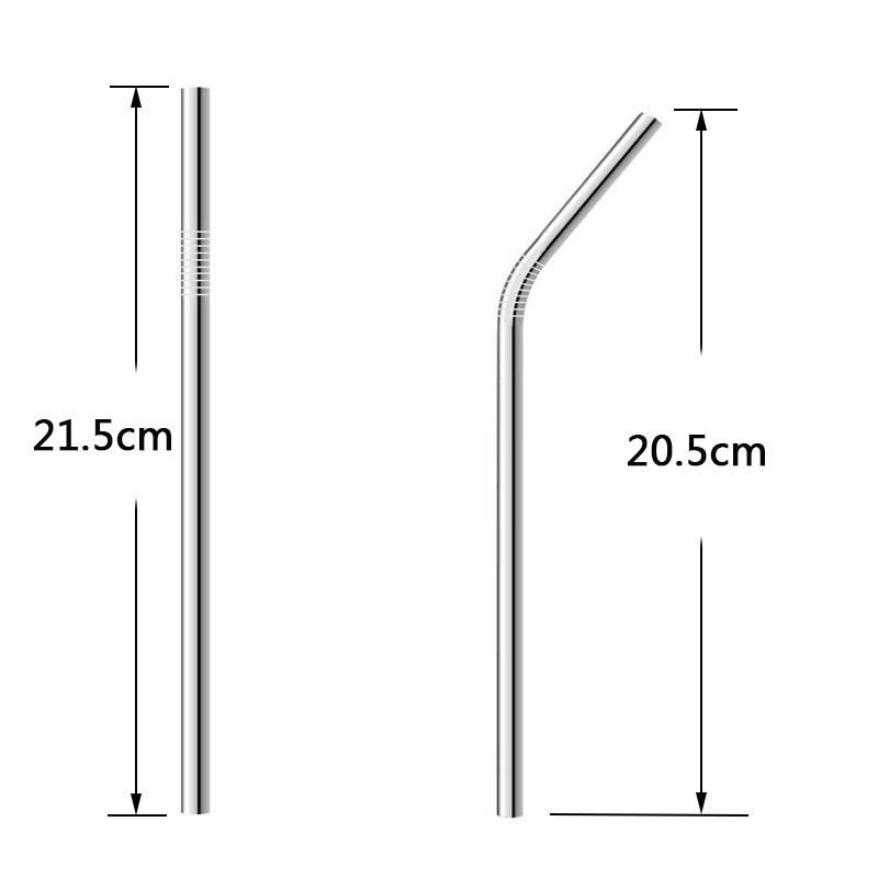 20 шт. трубочки из нержавеющей стали 304, многоразовые металлические трубочки + 2 щетки для чистки