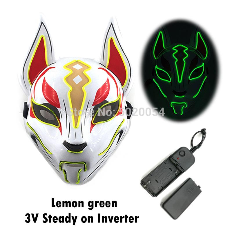Glowing Halloween Party El Glowing Mask Japanese Anime Cosplay Led Costume Fox Mask