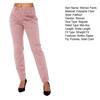 Women Summer Pants Mid-rise Button Zipper Fly Straight Leg Long Trousers with Pockets Solid Color Casual Pants