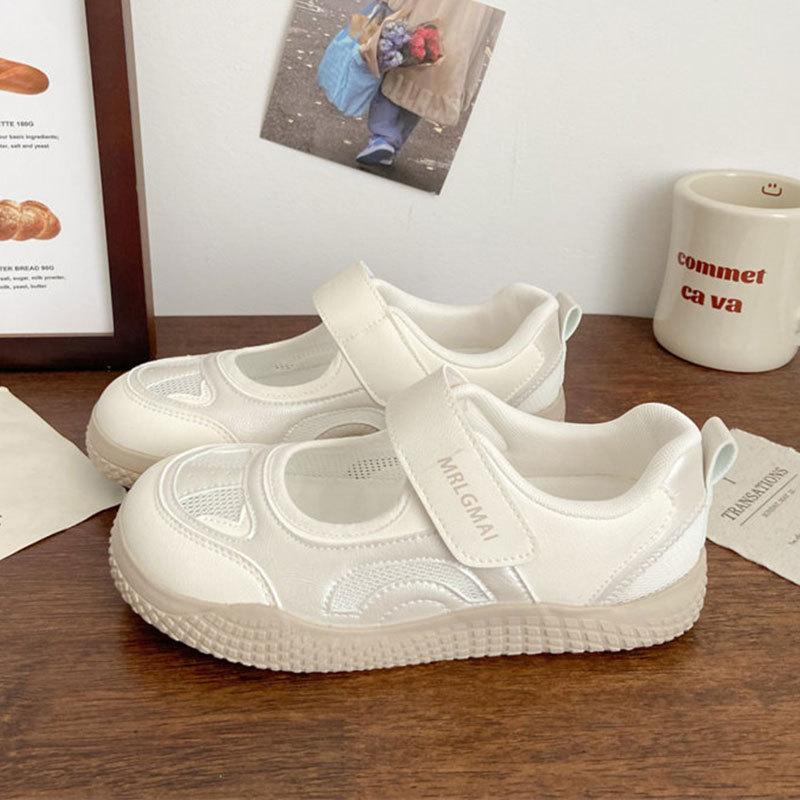 Уродливо милые туфли, полые кеды, женские летние новые шикарные нишевые корейские на липучке, универсальные дышащие маленькие белые туфли