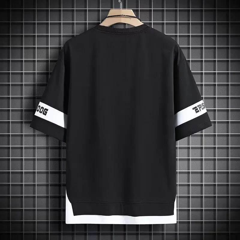 Мужская летняя футболка с коротким рукавом свободного кроя, повседневная, молодежная, с круглым вырезом, дышащая, с рукавом до локтя