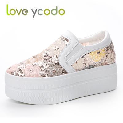 Брендовая женская повседневная обувь на платформе, модная обувь с блестками для девочек и студентов