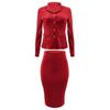 Women's Skirt Suit Temperament Shirt Collar Suit Fashion Long-sleeved Blouse Package Hip Skirt Professional Suit