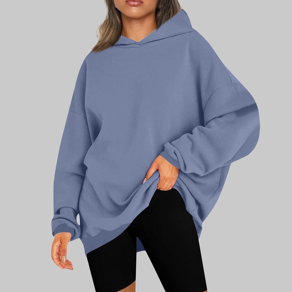 Женские повседневные модные однотонные пуловеры с длинными рукавами, толстовки с капюшоном
