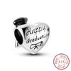 925 Silver Graduation Charms Bachelor Hat Beads Pendants Fit Bracelet DIY Jewelry Gift for Ceremony
