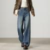 Tangshi Women's Loose Fit High-Waist Wide-Leg Denim Jeans