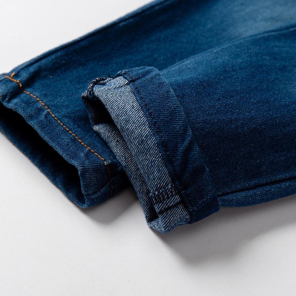 2024 Kids' Cotton Denim Stretch Pants - Slim-Fit for Boys, Spring & Autumn
