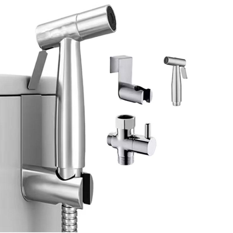 Modern Stainless Steel and ABS Handheld Bidet Set for Bathroom High Pressure Handheld Shattaf Sprayer for Muslim Toilet