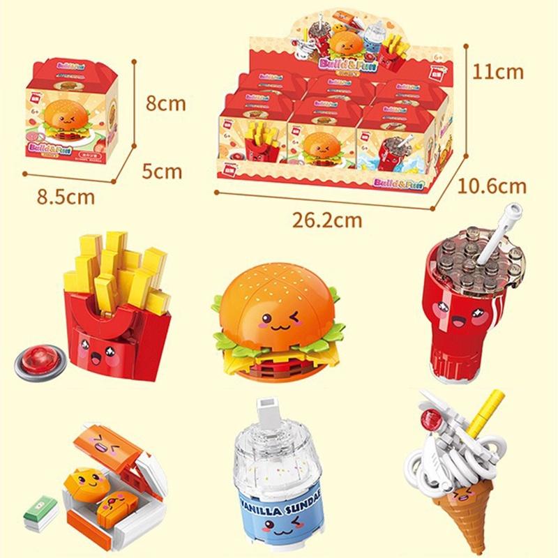 12 шт., гамбургер, картофель фри, сладкий блок, набор «сделай сам», набор для быстрого питания, развивающая рождественская игрушка для детей, слепая коробка