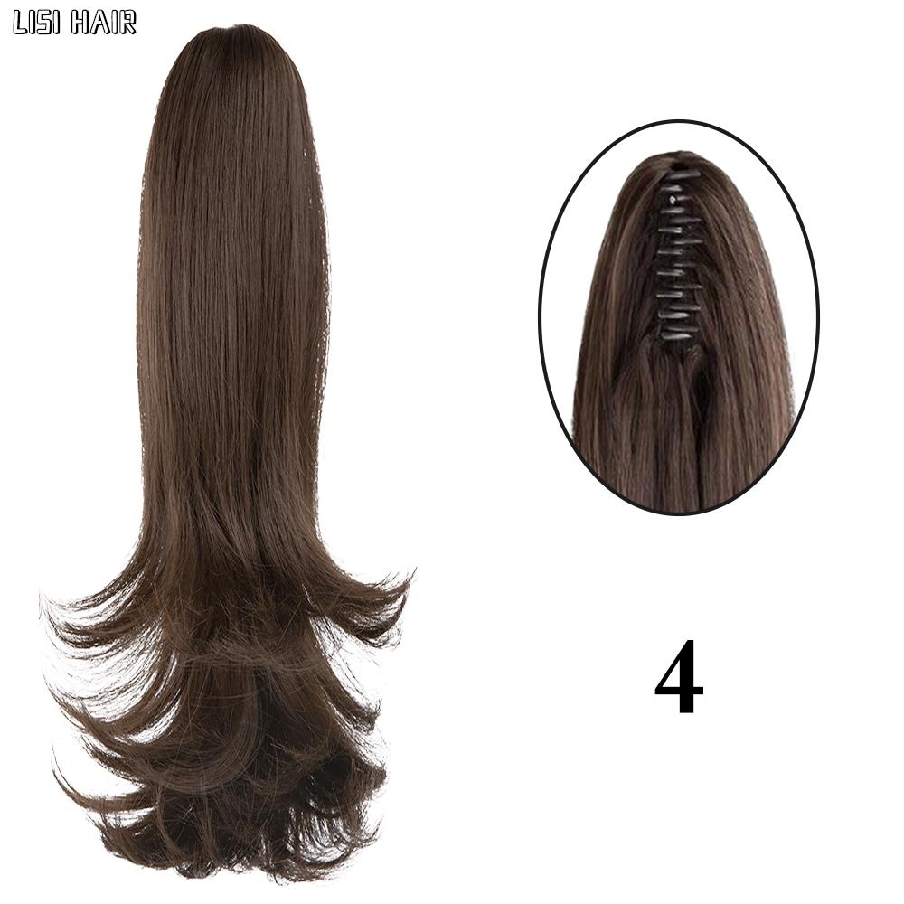 MISS WIG Synthetic Claw Clip In Wavy Ponytail Extension Fiber Hair Piece Wavy Straight Ponytail Wig Extensions For Women