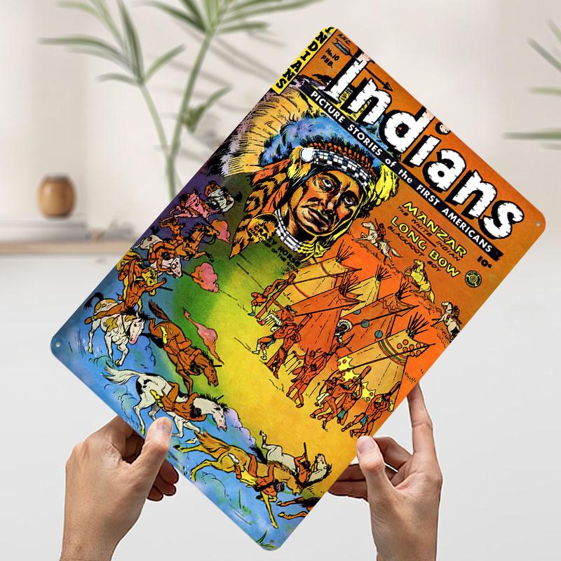 Indians Printed Poster Customized Wall Art Retro Vintage Metal Tin Signs for Decoration Living Room Decor Men Wand Deko Home