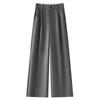Women's Gray Wide-Leg High-End Drape Suit Pants - New 2025 Slimming Casual Spring Trousers