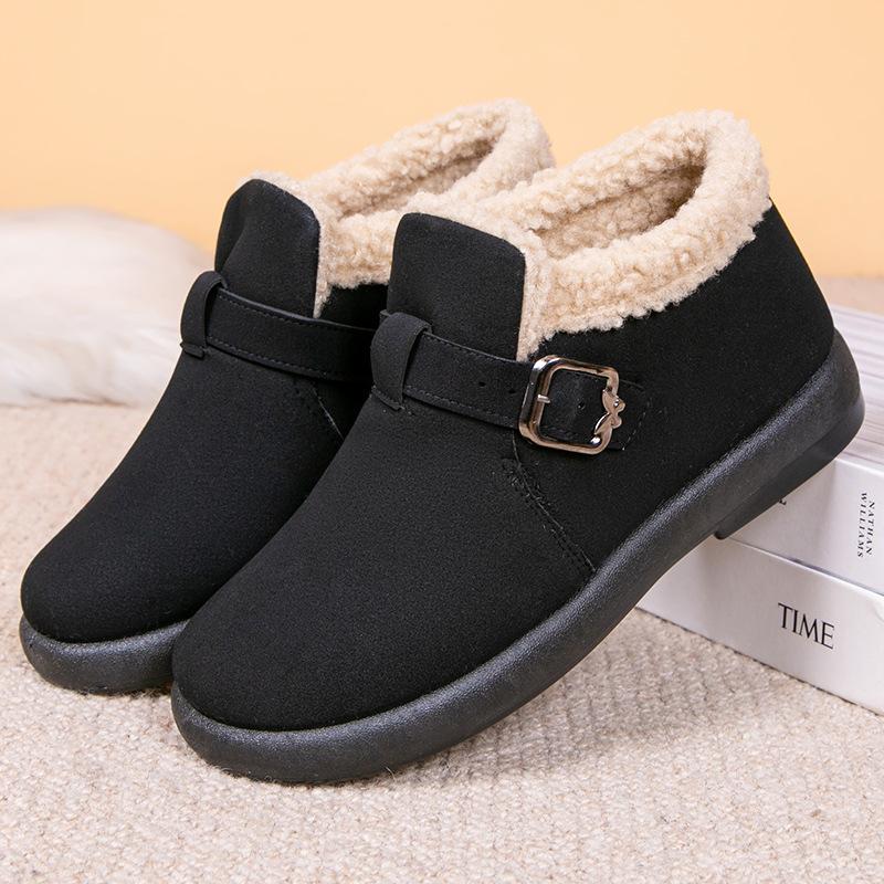 Женские зимние ботинки на платформе, нескользящие, теплые, с подкладкой из искусственного меха, повседневные, из искусственной замши, удобные, пушистые, короткие ботинки для женщин
