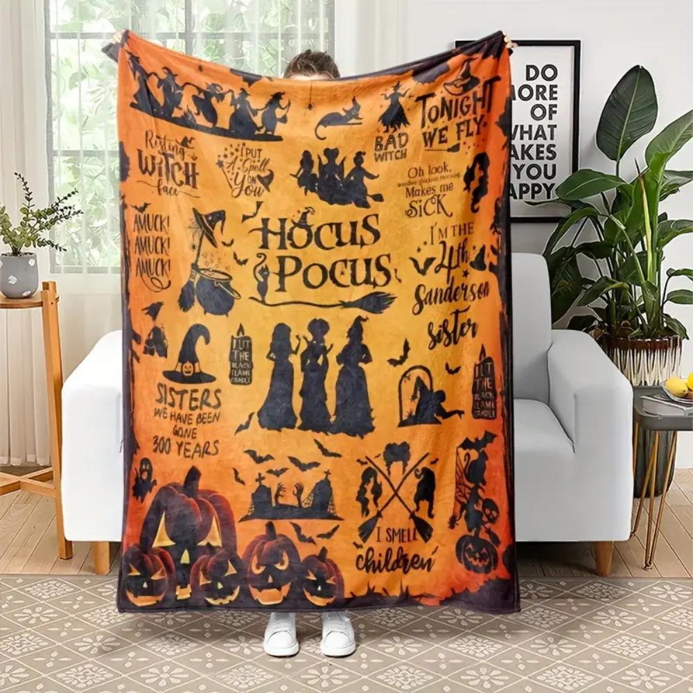 Flannel Fleece Blanket Cover Flannel New 2024 Halloween Bed Sheet Blanket Home Sofa