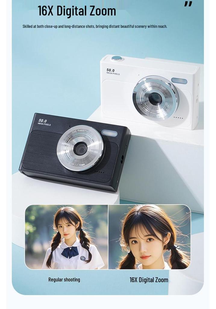 Retro Digital Camera 50MP HD Selfie Student Portable Card Camera