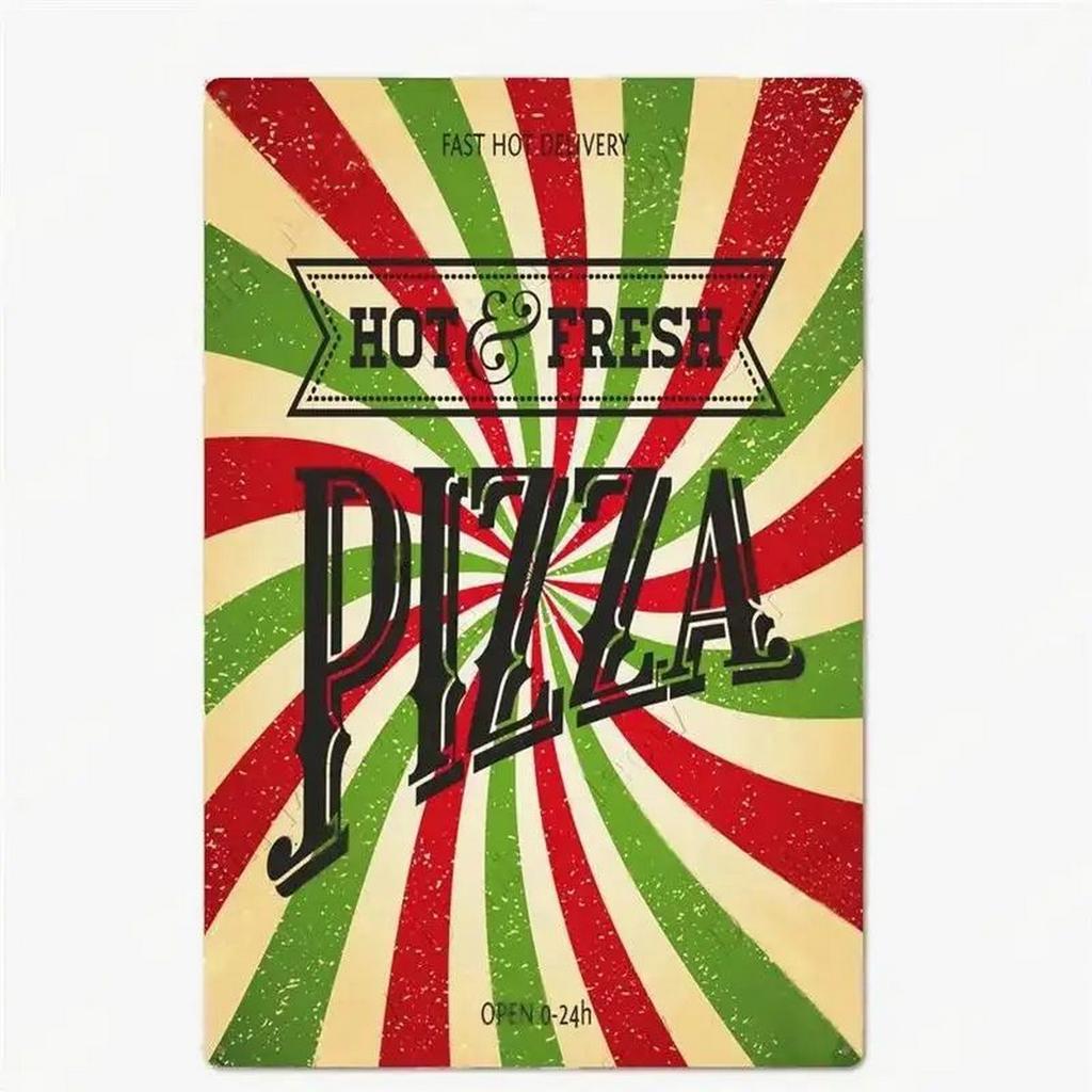 Отличная еда Лучшая домашняя пицца здесь Металлические жестяные таблички Настенные постеры Тарелка Настенный декор для баров Мужская пещера Кафе Клубы Гараж Ретро