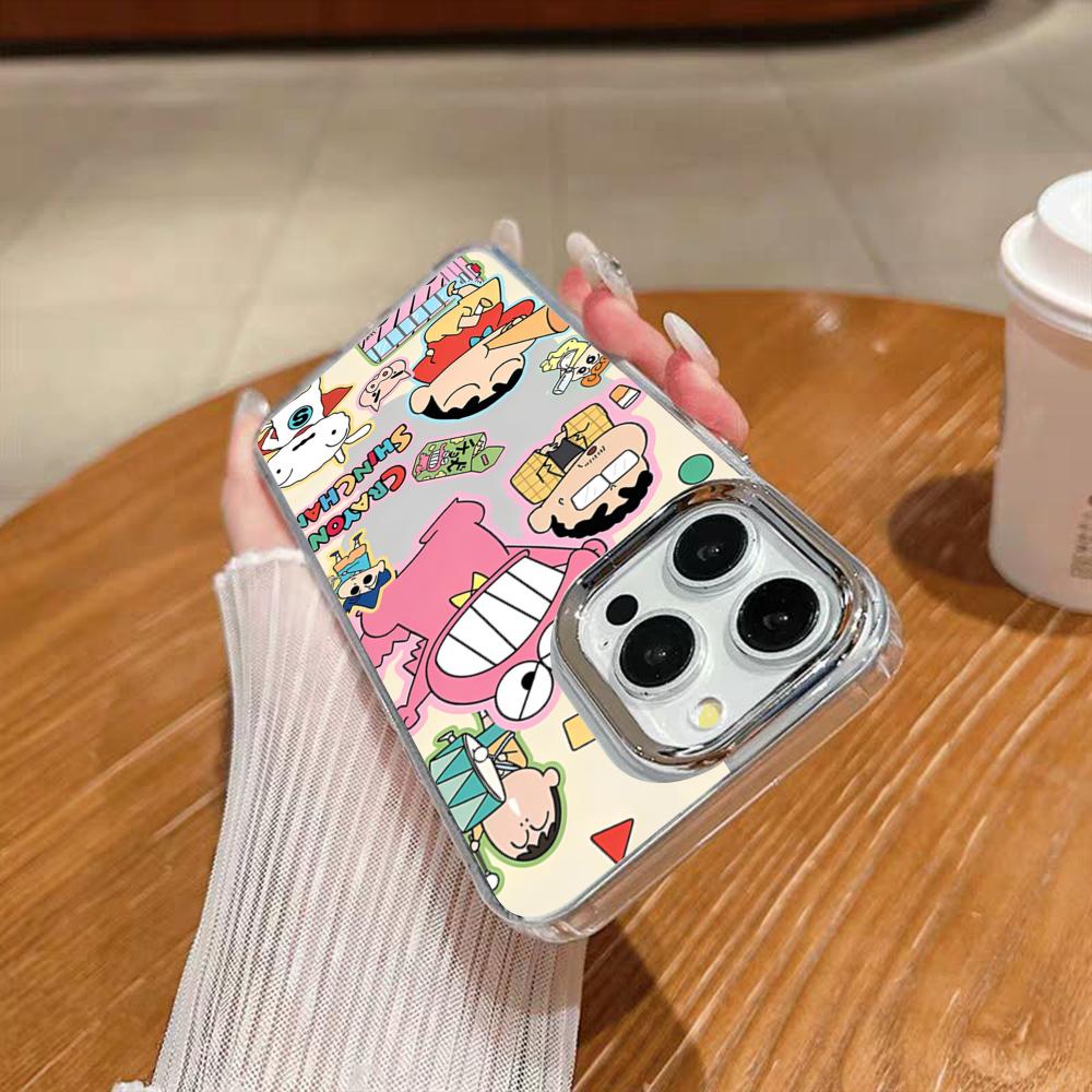 Cute C-Crayon S-Shinchan Clear Phone Case For Iphone 17 16 15 14 13 12 11 Pro Max Xr Air Plus Silicone Cover Silver Hard Shell