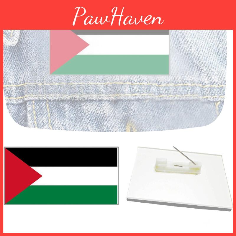 Оптовая продажа акриловой геометрической броши-булавки с палестинским флагом на заказ