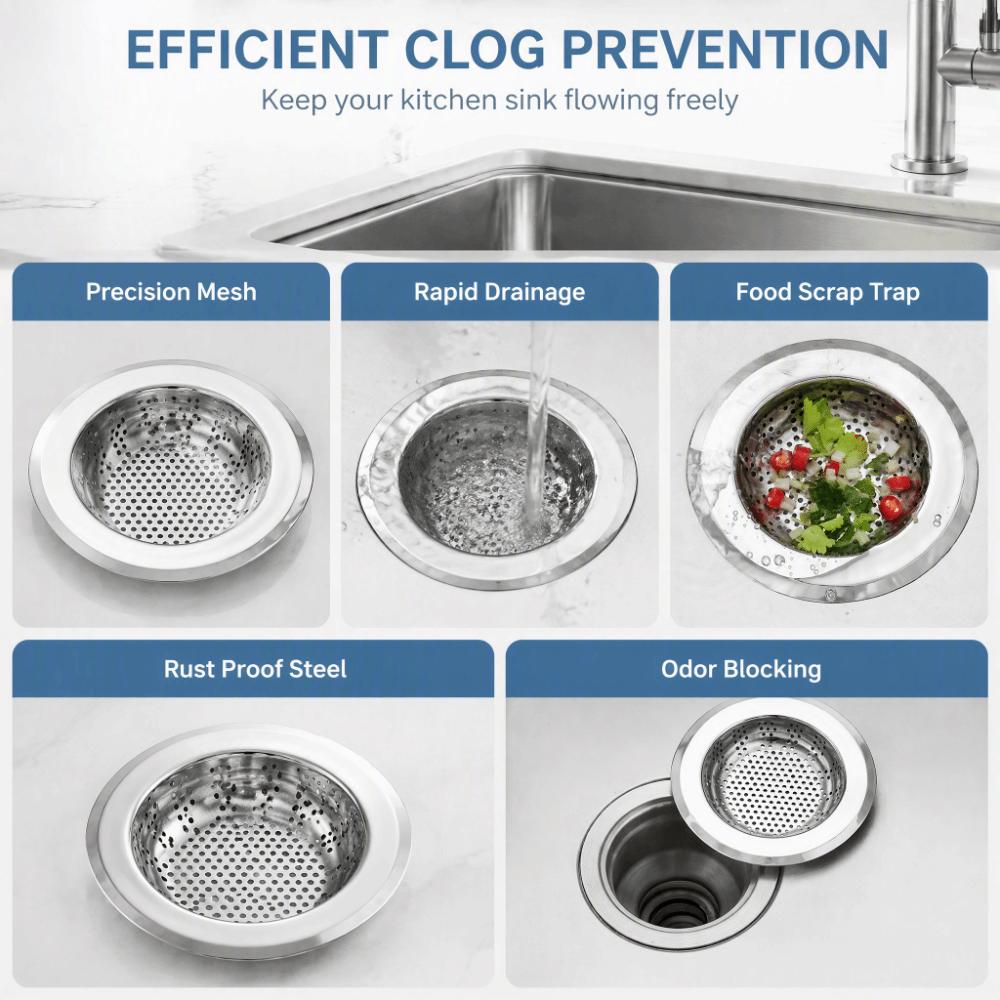 3 Pack Stainless Steel Sink Strainer 4.45 Inch Diameter Sink Drain Strainer  Washing Vegetables