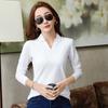 Женская рубашка 3XL, новая футболка с длинными рукавами, облегающий женский топ на весну и осень, однотонная повседневная рубашка с лацканами