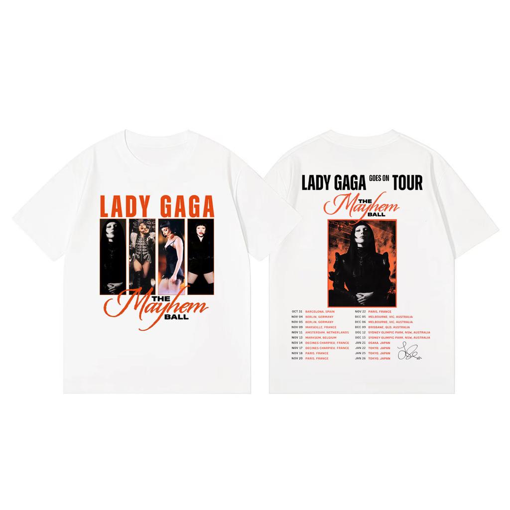 Singer Lady Gaga The Mayhem Ball Tour 2026 Graphic T Shirts Harajuku Rock Style Tshirts Men Women Fashion Casual Loose Tshirt