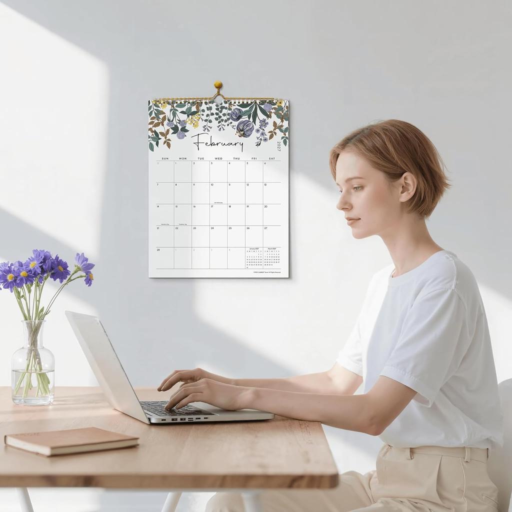 Wall Calendar 2026 - Cabbrix Calendar Runs from January 2026 Until June 2027 - The Perfect Space Floral Calendar Planner for Easy Organizing 14-1/2"