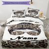 3PC Custom Name Leopard Print Style Bedding Set Duvet Cover Closure Includes 1 Duvet Cover & 2 Pillowcases for Bedroom