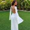 Long Sleeve Lace Up Backless Knit Dress For Women Summer Slim High Waist Knitwear Long Dresses Femme Party Fashion Vacation Elegant Evening Dress