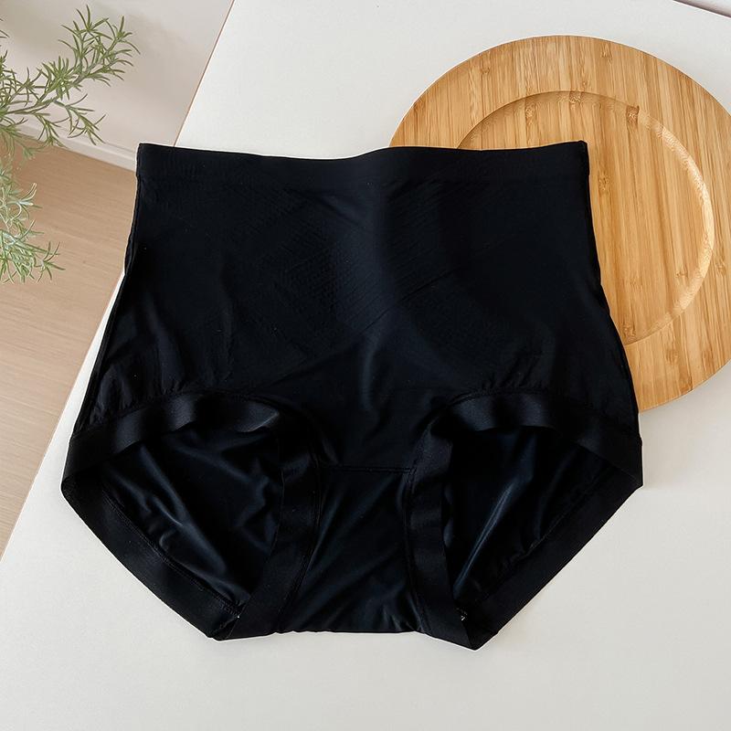 Seamless Solid Color High Waist Underwear Women's Panties Comfortable Breathable Cross Belly Lift Hip Briefs